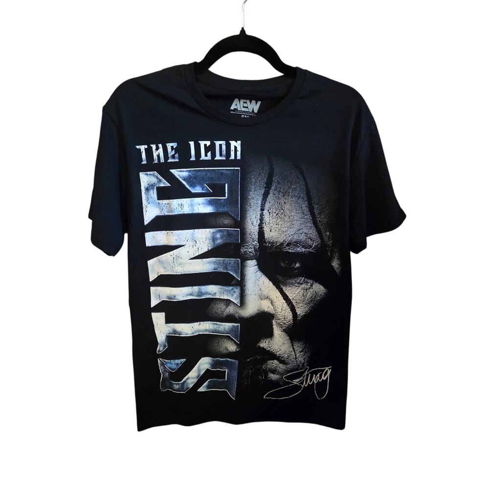 Official AEW Sting The Icon Graphic Tee - Wrestling Shirt - Black Face Paint  SM